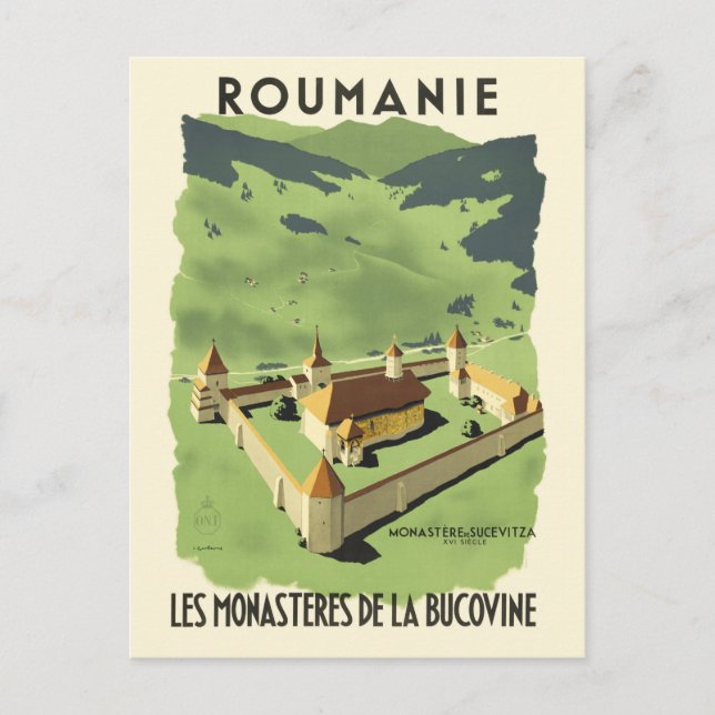 Roumanie Romania Vintage Poster der 30er Jahre Postkarte (Vorderseite)