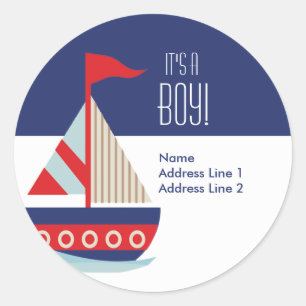Round Address Labels - Segelboot Blue Runder Aufkleber