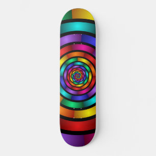 Round and Psychedelic Colorful Modern Fractal Art Skateboard