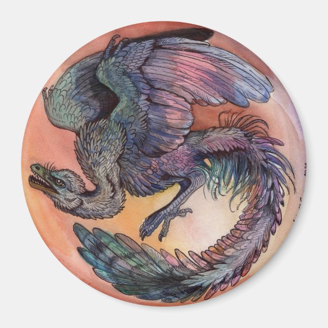 Round Archaeopteryx Magnet (Vorne)