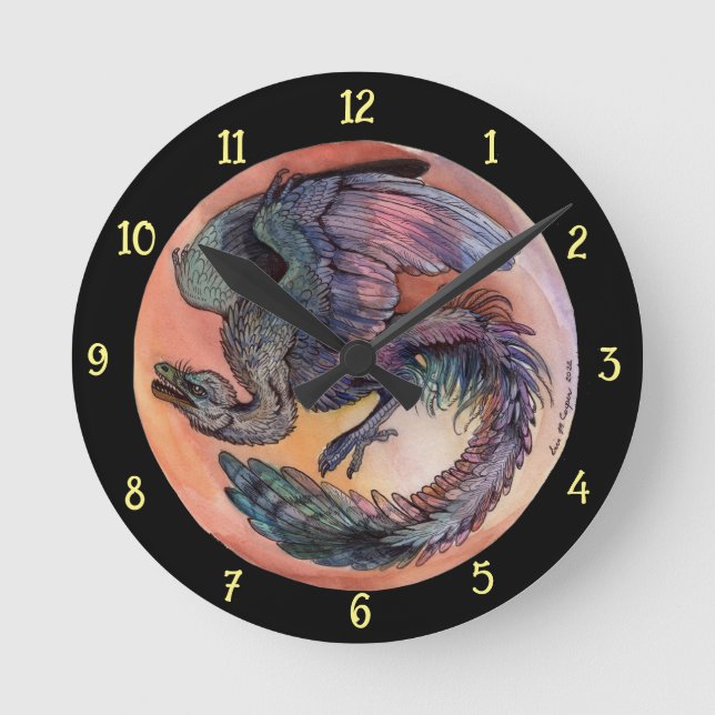 Round Archaeopteryx Runde Wanduhr (Vorderseite)