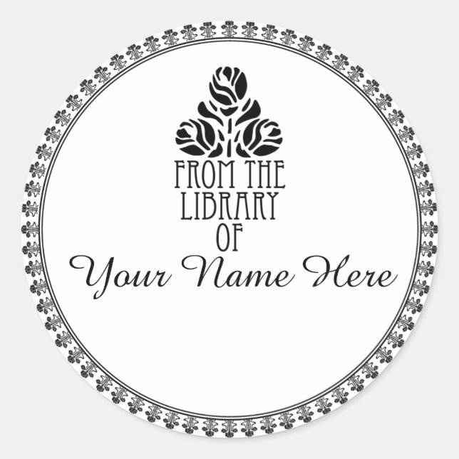 Round Art Deco Buchzeichen Runder Aufkleber (Vorderseite)