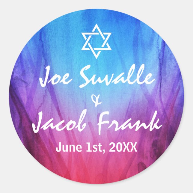 Round Bar Mitzvah Stickers | Rot | Feuereis (Vorderseite)