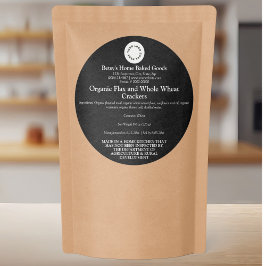 Round Black Cottage Food Product Label with Logo Runder Aufkleber