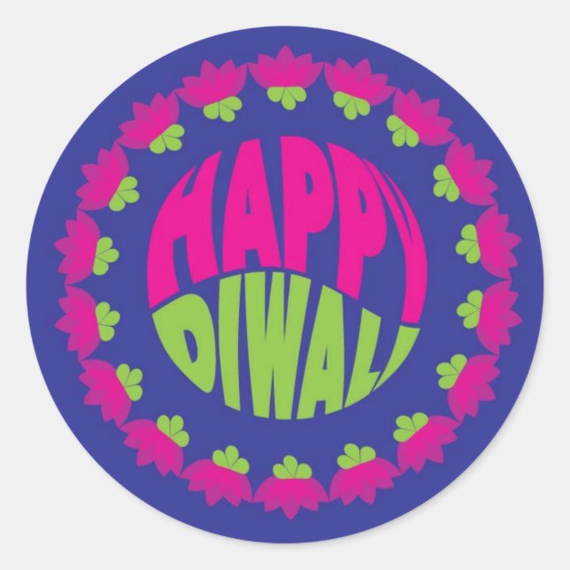 Round Blue Diwali Sticker (Vorderseite)