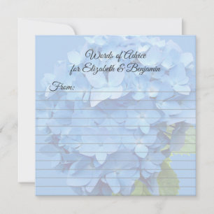 Round Blue Hydrangea Blank Advice Wedding Cards Hinweiskarte