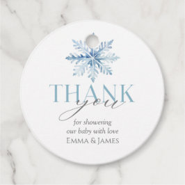 Round Blue Snowflake Holiday-Geschenk-Tag Geschenkanhänger