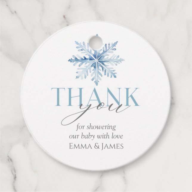 Round Blue Snowflake Holiday-Geschenk-Tag Geschenkanhänger (Vorderseite)