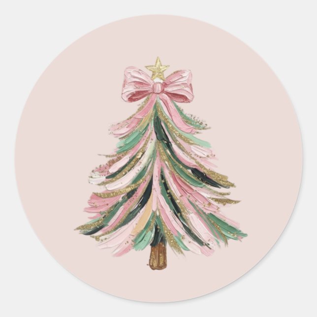 Round Brushstroke Christmas Tree Sticker (Vorderseite)