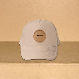 Round Business Brand on Khaki Trucker Hat Truckerkappe