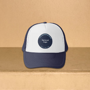 Round Business Brand on Navy and White Trucker Hat Truckerkappe