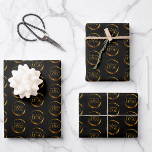 Round-Business-Logo auf der Black-Promo-Plattform Geschenkpapier Set