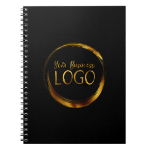 Round-Business-Logo auf der Black-Promo-Plattform Notizblock