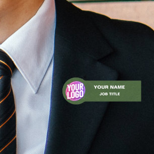 Round-Business-Logo oder Grüner Stein des Mitarbei Namensschild