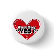 Round Button : Just Yes with Heart (weiß)
