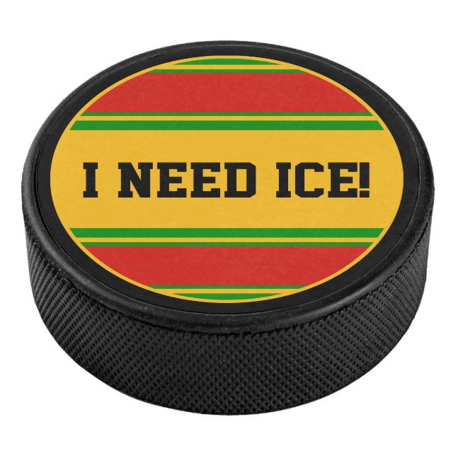 Round Button - Streifen rot-gelb Eishockey Puck (3/4)