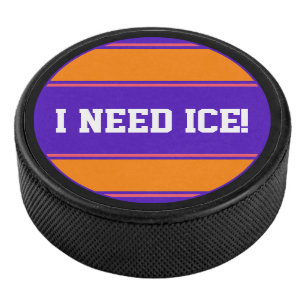 Round Button - Streifen violett-orange-rosa Eishockey Puck