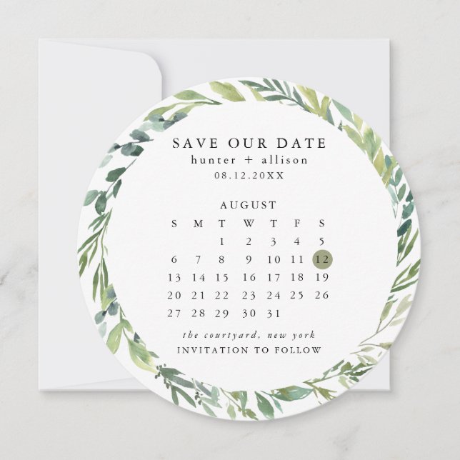 Round Calendar Save the Date Karte (Vorderseite)