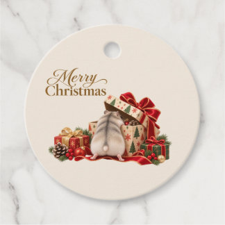 Round Christmas Hamster Gift Tag Geschenkanhänger