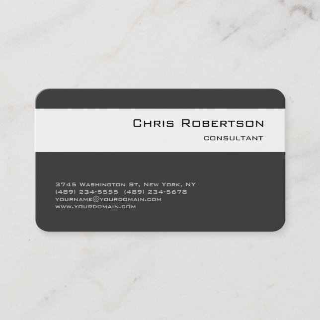 Round Corner Gray White Strip Business Card Visitenkarte (Vorderseite)