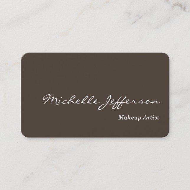 Round Corner Makeup Artist Taupe Business Card Visitenkarte (Vorderseite)