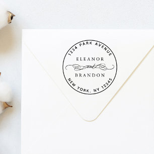 Round Couple Names Wedding Rücksendeadresse Gummistempel