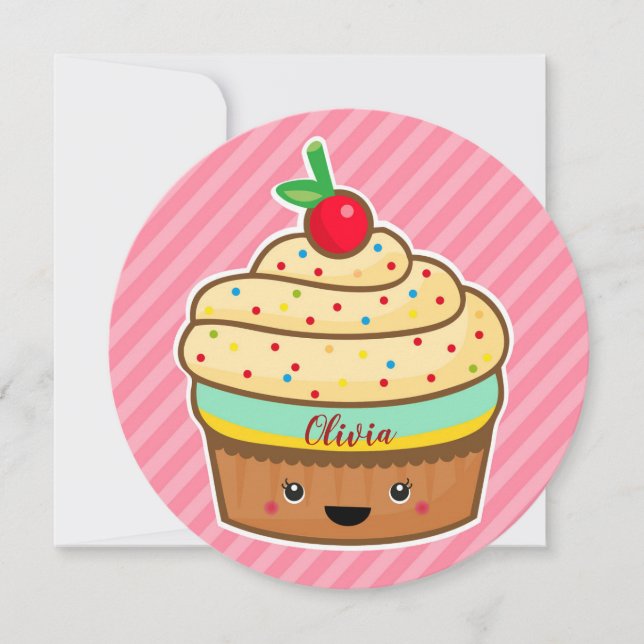 Round cupcake card mit Namen Feiertagskarte (Vorderseite)