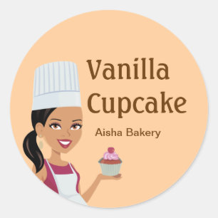Round Cupcake Label & Character Art #1 Runder Aufkleber