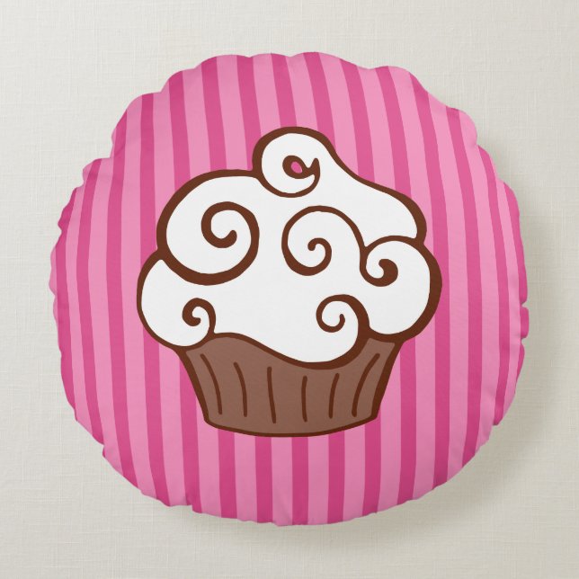 Round Cupcake Pillow Rundes Kissen (Vorderseite)