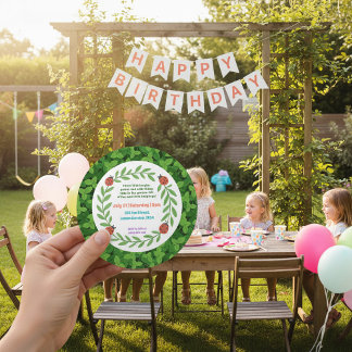 Round Custom Photo & Leaf Birthday Invitation Feiertagskarte