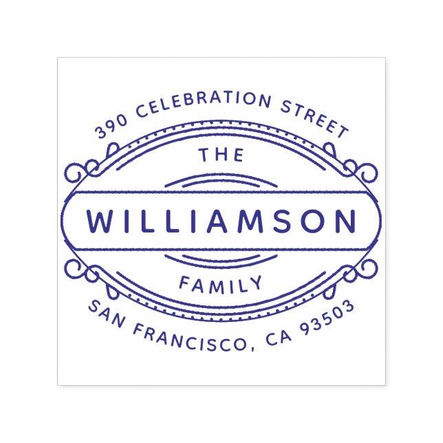 Round Deko Border Familienname & Rücksendeadresse Permastempel (Design)