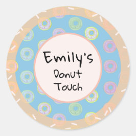 Round Donut Touch Blue Individuelle Name Stickers