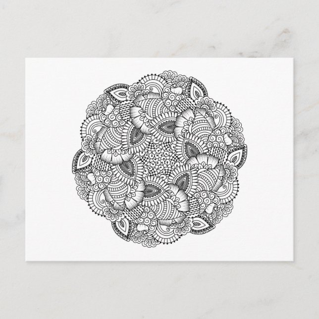 Round-Doodle-Design Postkarte (Vorderseite)