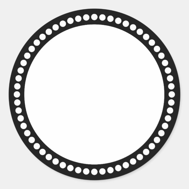 Round-Dot-Frame-Vorlage in Schwarz Runder Aufkleber (Vorderseite)