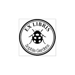 Round Ex Libris - Ladybird Gummistempel