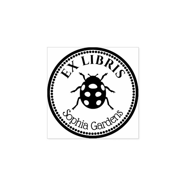 Round Ex Libris - Ladybird Gummistempel (Prägung)