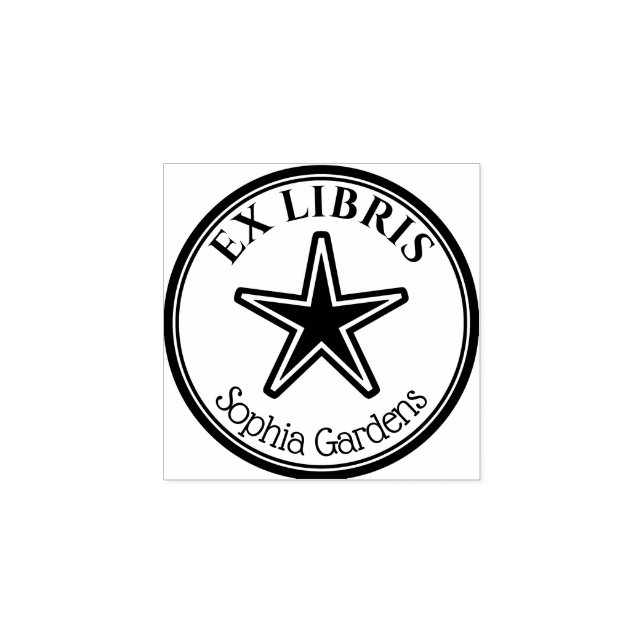 Round Ex Libris - Star Gummistempel (Prägung)