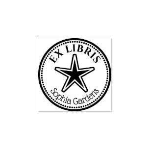 Round Ex Libris - Star Rubber Briefmarke Gummistempel
