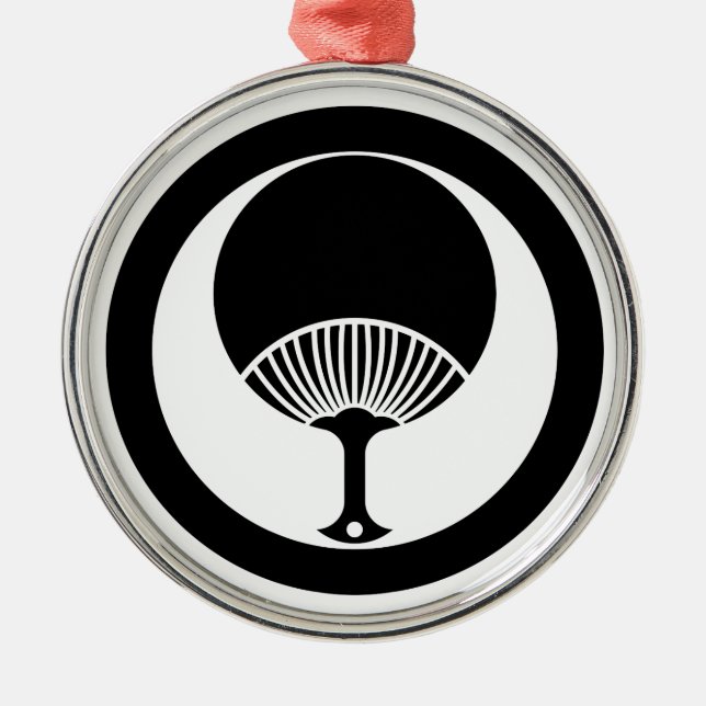 Round Fan in Circle Silbernes Ornament (Vorne)