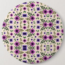 Round floral pattern button featuring a symmetrica