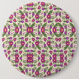 Round floral pattern with intricate purple  button