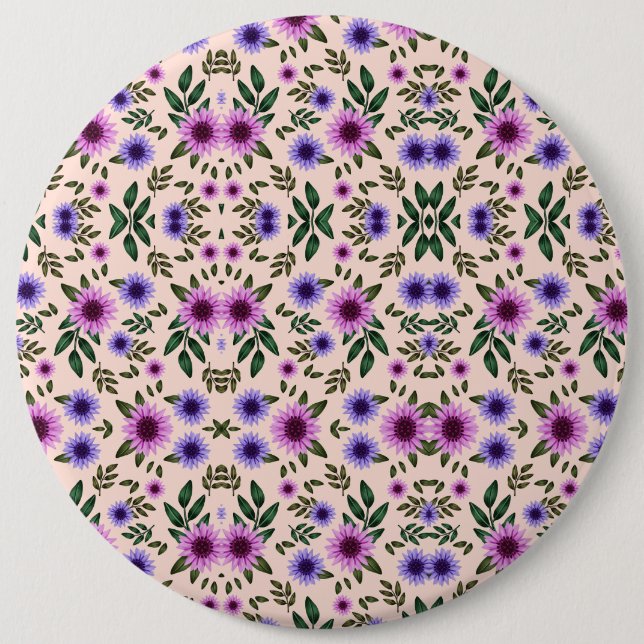 Round floral pattern with purple, pink, and blue  button (Vorderseite)