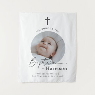 Round Foto Baptisse - Begrüßungszeichen Wandteppich