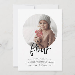 Round Foto Vier Geburtstage Einladung