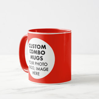 Round Frame 2 x Photo Logo Red Custom Combo Tasse
