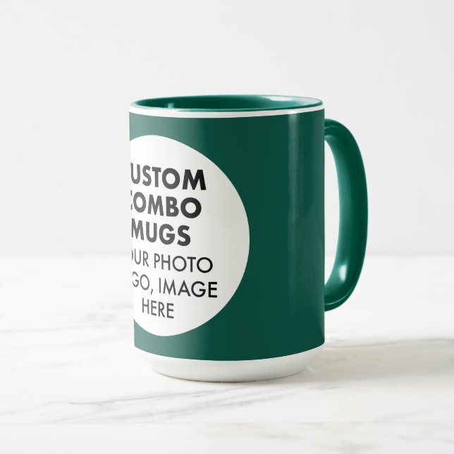 Round Frame Photo Logo Large Green Custom Combo Tasse (VorderseiteRechts)