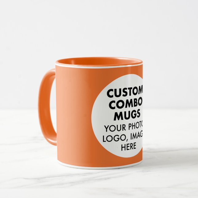Round Frame Photo Logo Orange Custom Combo Tasse (Vorderseite Links)