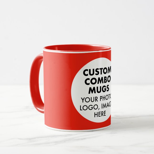 Round Frame Photo Logo Red Custom Combo Tasse (Vorderseite Links)