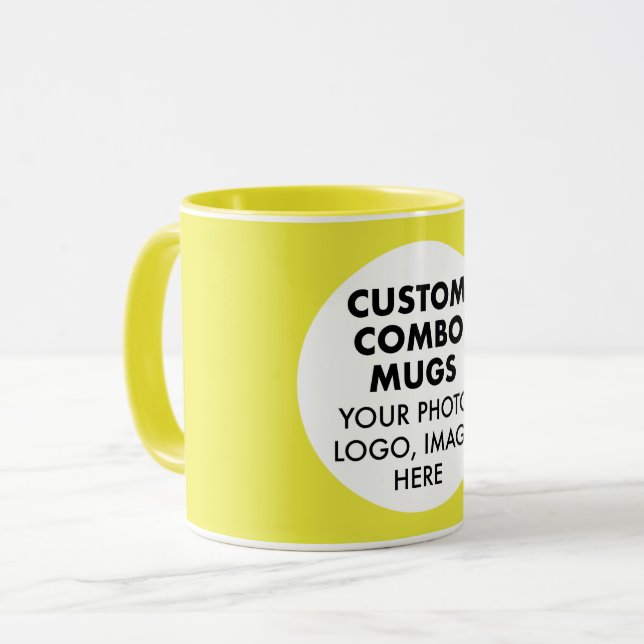 Round Frame Photo Logo Yellow Custom Combo Tasse (Vorderseite Links)