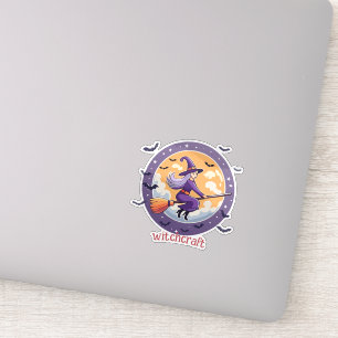 Round Halloween Hexe Aufkleber